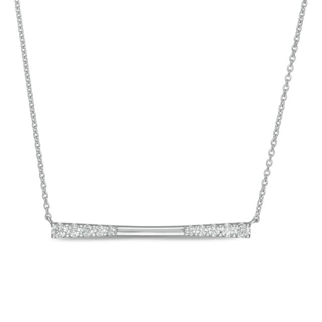 1/2 CT. T.w. Journey Diamond Sideways Bar Necklace in 10K White Gold