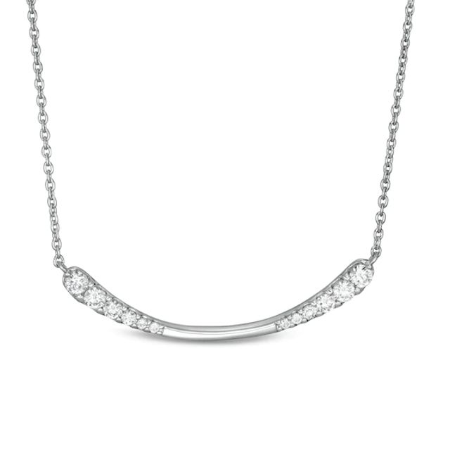 1/2 CT. T.w. Journey Diamond Curved Bar Necklace in 10K White Gold