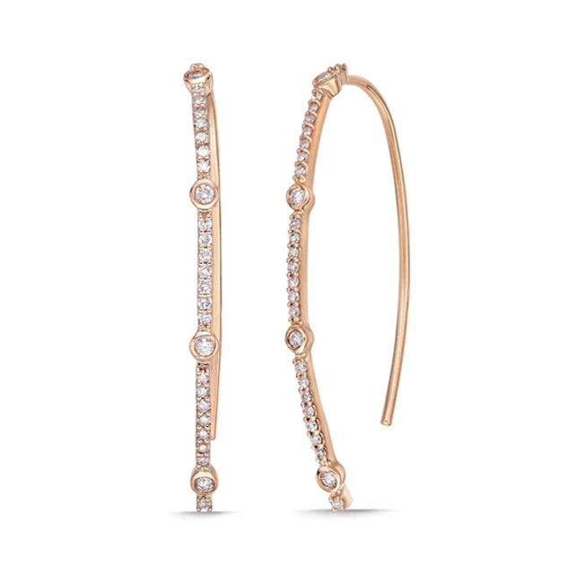 1/4 CT. T.w. Diamond Station Threader Earrings in 10K Rose Gold