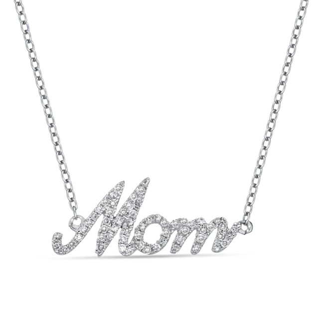 1/5 CT. T.w. Diamond Mom Necklace in 14K White Gold