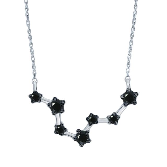 1/5 CT. T.w. Black Diamond Pisces Constellation Necklace in Sterling Silver