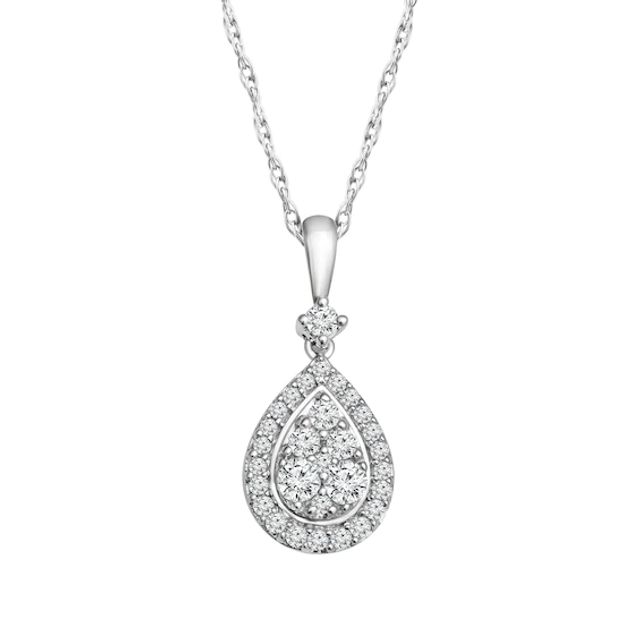 1/3 CT. T.w. Composite Diamond Pear Pendant in 10K White Gold