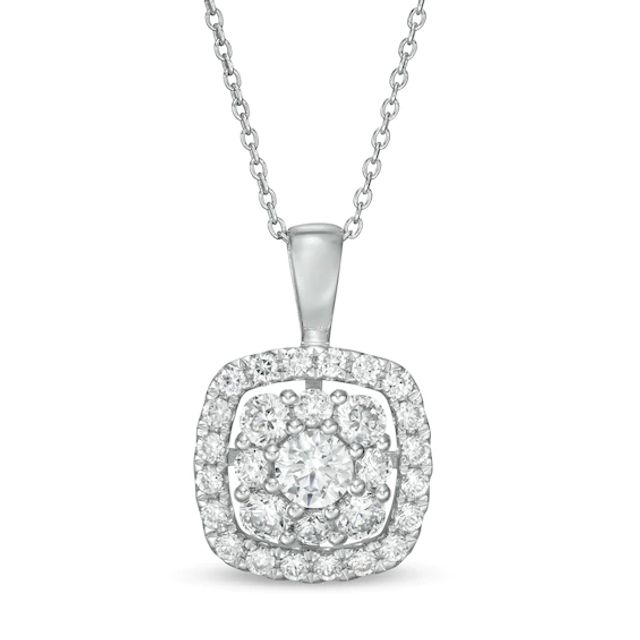 1 CT. T.w. Certified Lab-Created Diamond Cushion Frame Pendant in 14K White Gold (F/Si2)