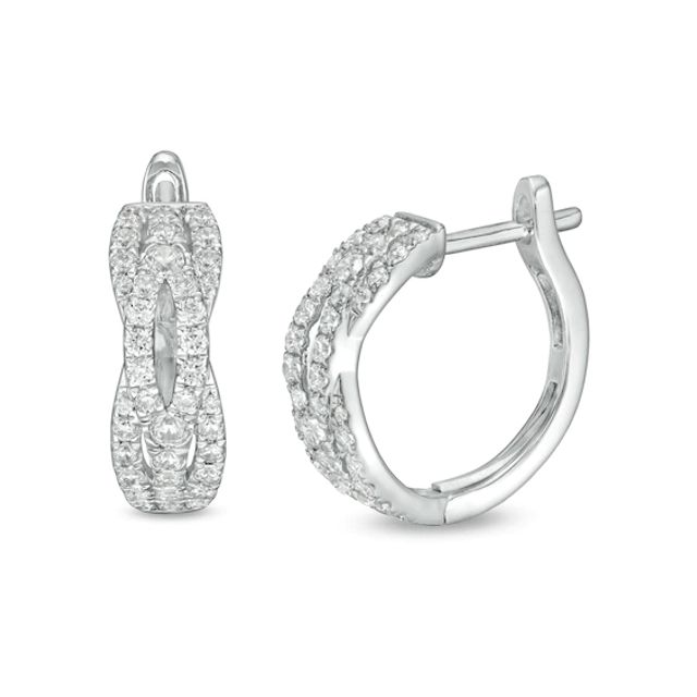 1 CT. T.w. Certified Lab-Created Diamond Open Braid Hoop Earrings in 14K White Gold (F/Si2)