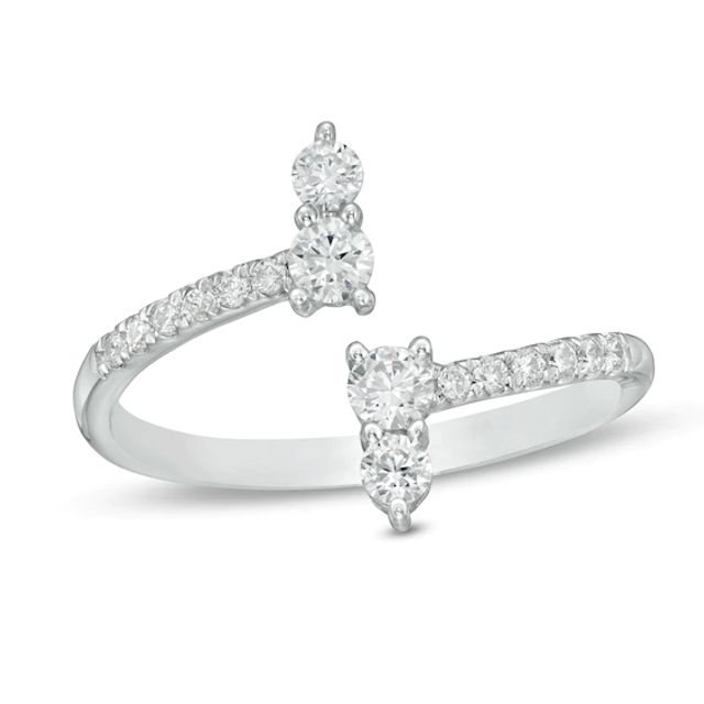 1/2 CT. T.w. Certified Lab-Created Diamond Bypass Ring in 14K White Gold (F/Si2)