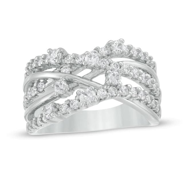 1 CT. T.w. Certified Lab-Created Diamond Multi-Row Crossover Ring in 14K White Gold (F/Si2)