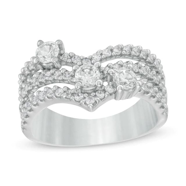 1 CT. T.w. Certified Lab-Created Diamond Chevron Multi-Row Ring in 14K White Gold (F/Si2)