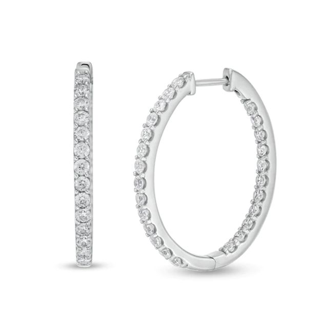 2 CT. T.w. Certified Lab-Created Diamond Inside-Out Oval Hoop Earrings in 14K White Gold (F/Si2)