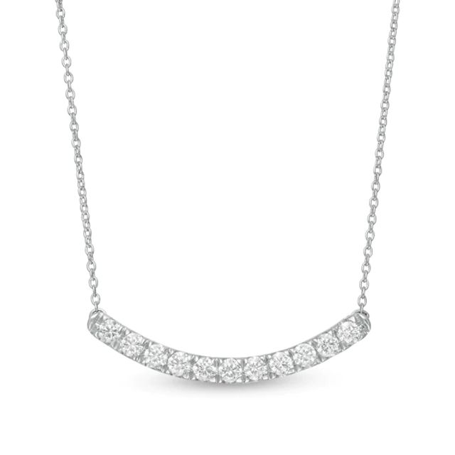 1/2 CT. T.w. Certified Lab-Created Diamond Curved Bar Necklace in 14K White Gold (F/Si2)