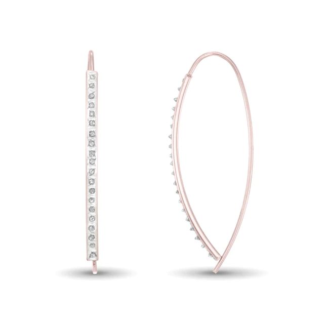 Diamond Fascinationâ¢ 48.0mm Crossover Hoop Earrings in Sterling Silver with 18K Rose Gold Plate