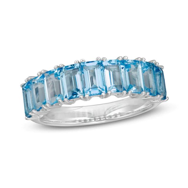 Marilyn Monroeâ¢ Collection Baguette Swiss Blue Topaz Nine Stone Ring in Sterling Silver