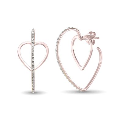Diamond Fascinationâ¢ Heart-Shaped Hoop Earrings in Sterling Silver with 18K Rose Gold Plate
