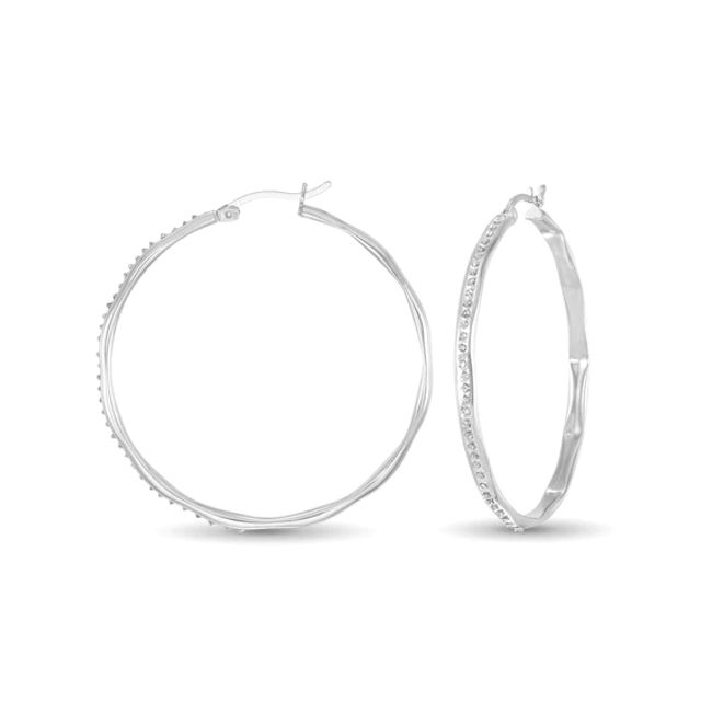 Diamond Fascinationâ¢ Hoop Earrings in Sterling Silver with Platinum