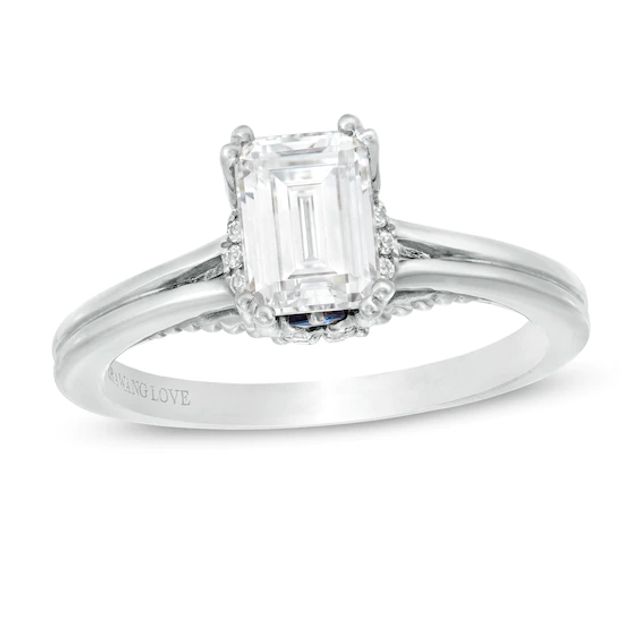 Vera Wang Love Collection 1 CT. T.w. Certified Emerald-Cut Diamond Engagement Ring in 14K White Gold (I/Si2)