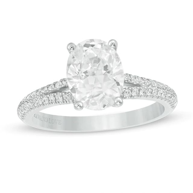 Vera Wang Love Collection 1-3/4 CT. T.w. Certified Oval Diamond Engagement Ring in 14K White Gold (I/Si2)