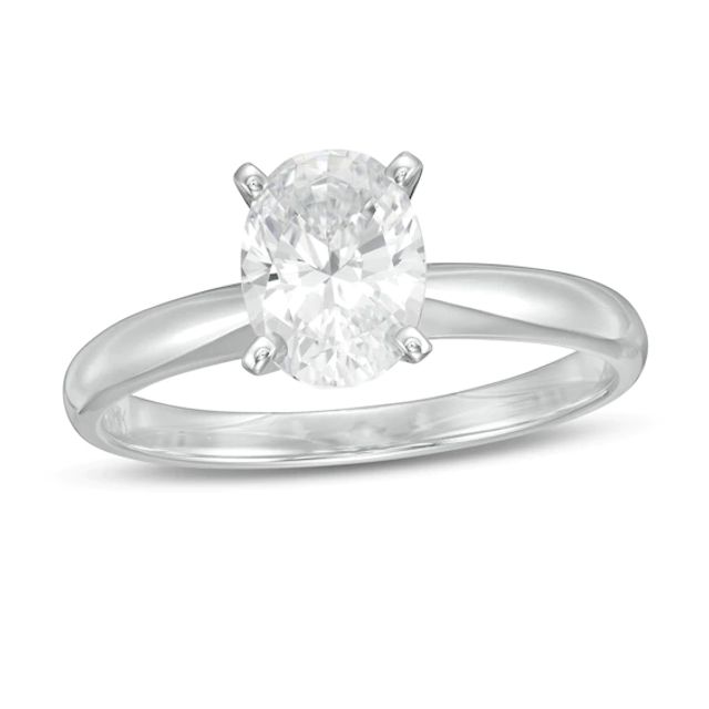 1-1/2 CT. Certified Oval Lab-Created Diamond Solitaire Engagement Ring in 14K White Gold (F/Vs2)