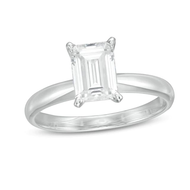 1-1/2 CT. Certified Emerald-Cut Lab-Created Diamond Solitaire Engagement Ring in 14K White Gold (F/Vs2)