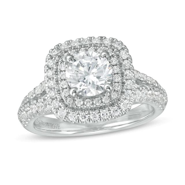 Vera Wang Love Collection 1-3/4 CT. T.w. Diamond Double Cushion Frame Engagement Ring in 14K White Gold