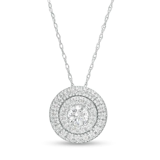 1/2 CT. T.w. Diamond Double Frame Pendant in 10K White Gold