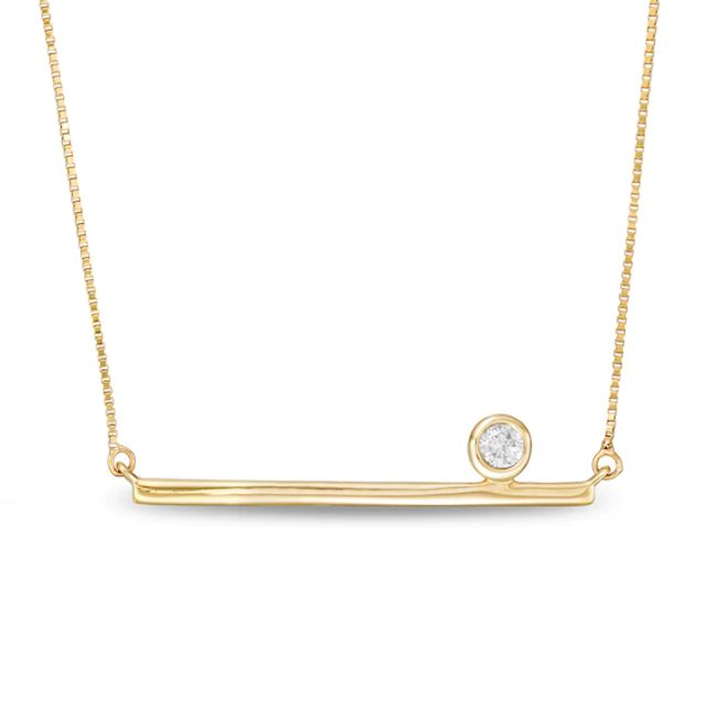 Marilyn Monroeâ¢ Collection 1/15 CT. Diamond Sideways Bar Necklace in 10K Gold - 16.5"