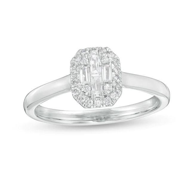 1/4 CT. T.w. Composite Diamond Octagon Frame Ring in 10K White Gold