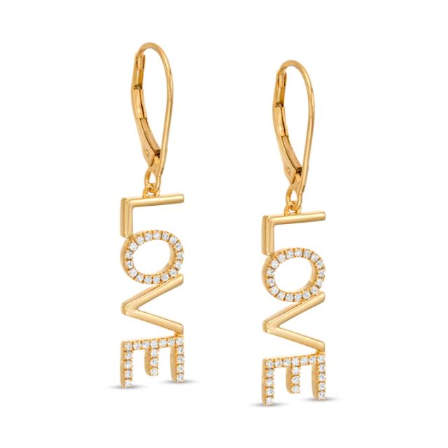 1/4 CT. T.w. Diamond "Love" Drop Earrings in 10K Gold