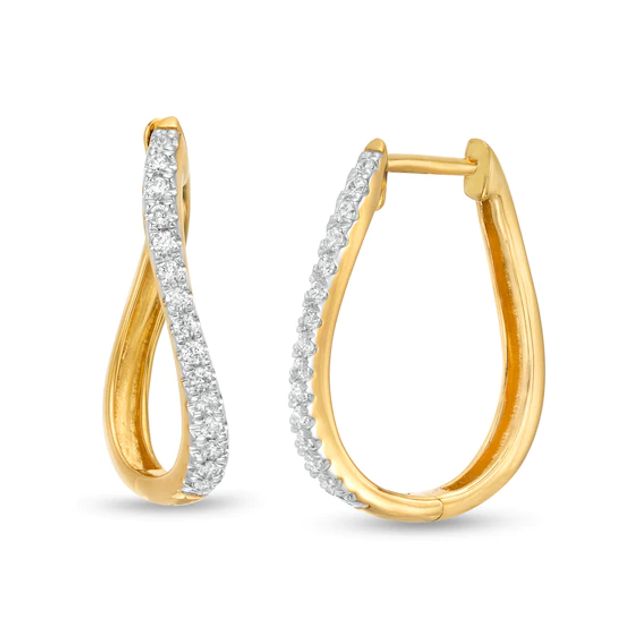 1/4 CT. T.w. Diamond Wavy Hoop Earrings in 10K Gold