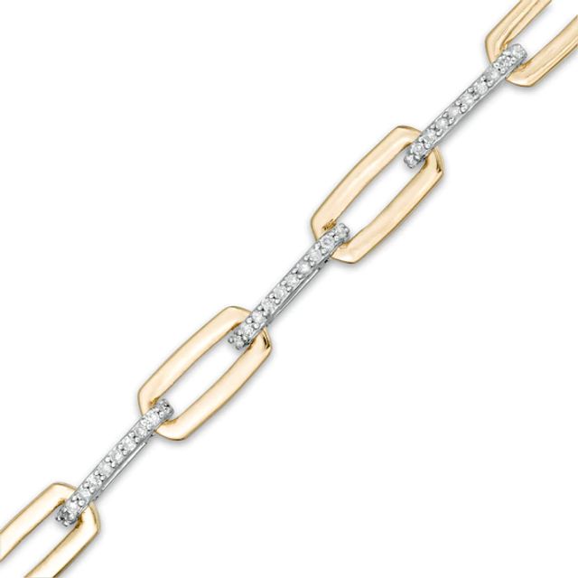 1/2 CT. T.w. Diamond Paper Clip Link Bracelet in 10K Gold - 7.5"