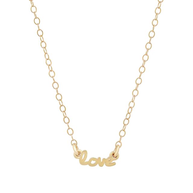 Elliot Young Cursive "love" Necklace in 14K Gold - 16.5"