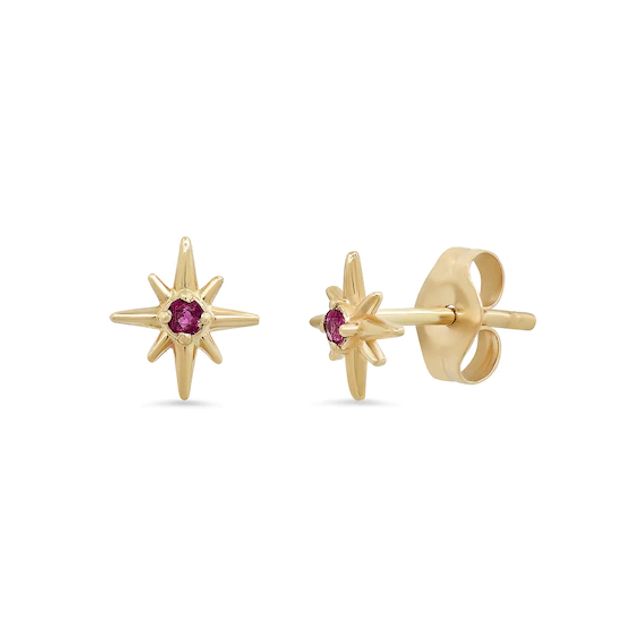 Elliot Young Ruby North Star Stud Earrings in 14K Gold