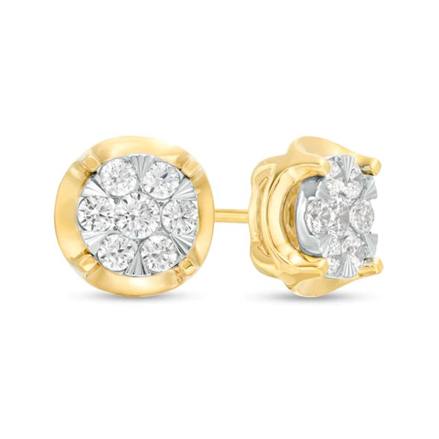 1/2 CT. T.w. Multi-Diamond Tulip Stud Earrings in 10K Two-Tone Gold