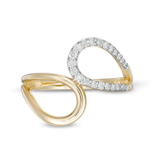 1/5 CT. T.w. Diamond Bypass Double Loop Ring in 10K Gold