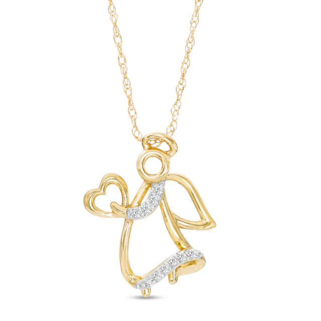 Diamond Accent Angel Pendant in 10K Gold