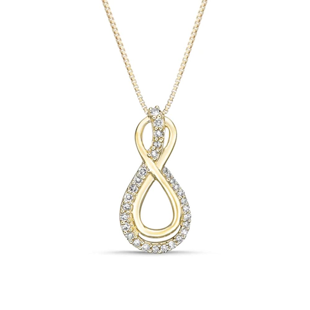 1/6 CT. T.w. Diamond Linear Ribbon Infinity Pendant in 10K Gold