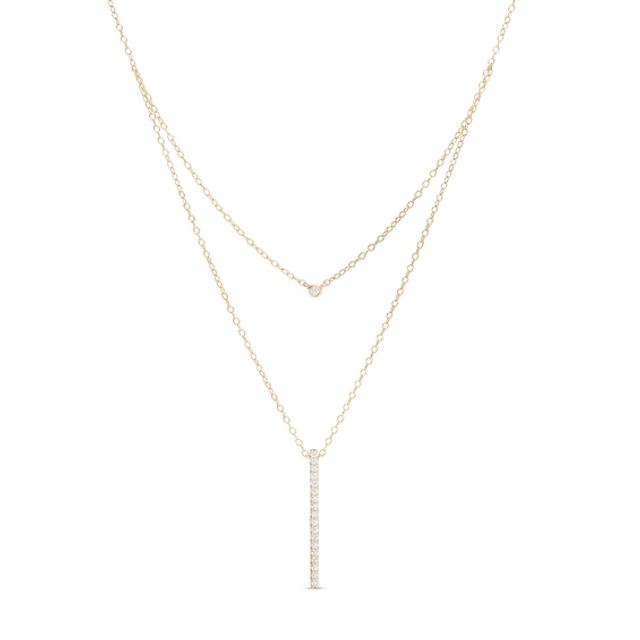 1/5 CT. T.w. Diamond Linear Bar Double Strand Necklace in 10K Gold - 20"