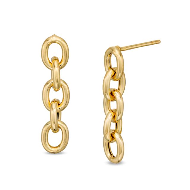 Oval Link Chain Drop Earrings in 10K Gold