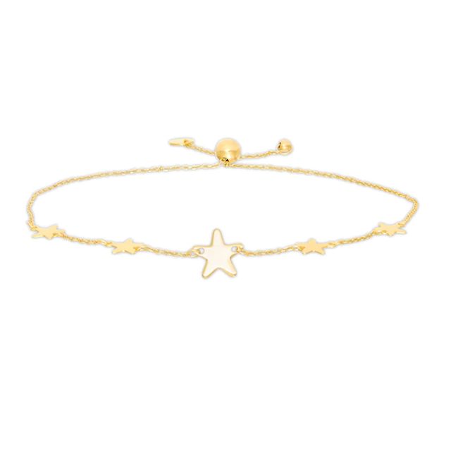 Star Disc Station Bolo Bracelet in 10K Gold - 10.25"