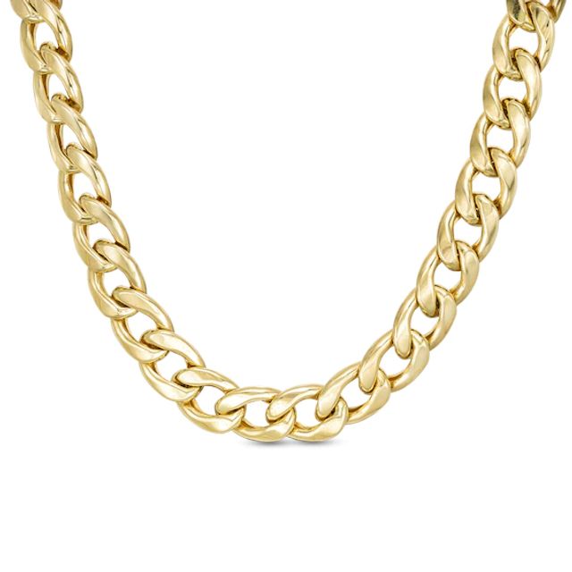 10.0mm Curb Chain Necklace in Hollow 10K Gold - 18"