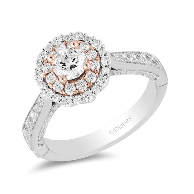 Enchanted Disney Jasmine 1-1/4 CT. T.w. Diamond Double Frame Engagement Ring in 14K Two-Tone Gold (I/I1)