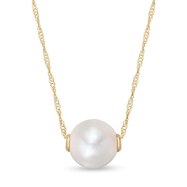 9.5mm Freshwater Cultured Pearl Necklace in 14K Gold