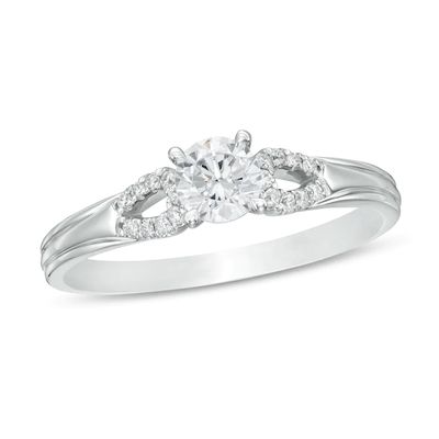 1/2 CT. TW. Diamond Open Loop Shank Engagement Ring in 14K White Gold (I/I2)
