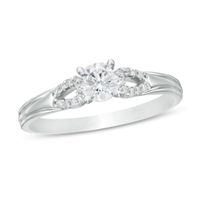 1/2 CT. TW. Diamond Open Loop Shank Engagement Ring in 14K White Gold (I/I2)