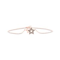 1/8 CT. T.w. Enhanced Champagne Diamond Double Star Anklet in Sterling Silver with 14K Rose Gold Plate - 10"
