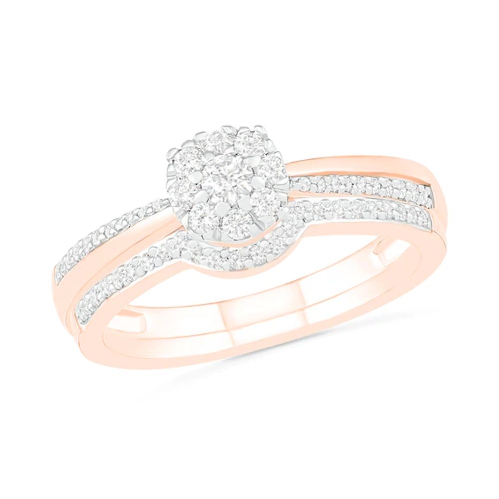 1/3 CT. T.w. Composite Diamond Bridal Set in 10K Rose Gold