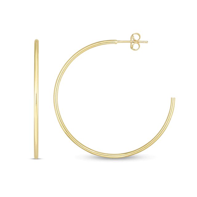 40.0mm Tube J-Hoop Earrings in 14K Gold