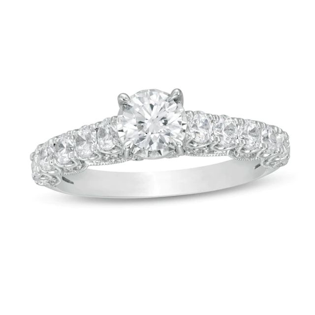 1-1/2 CT. T.w. Diamond Vintage-Style Engagement Ring in 14K White Gold (I/I2)