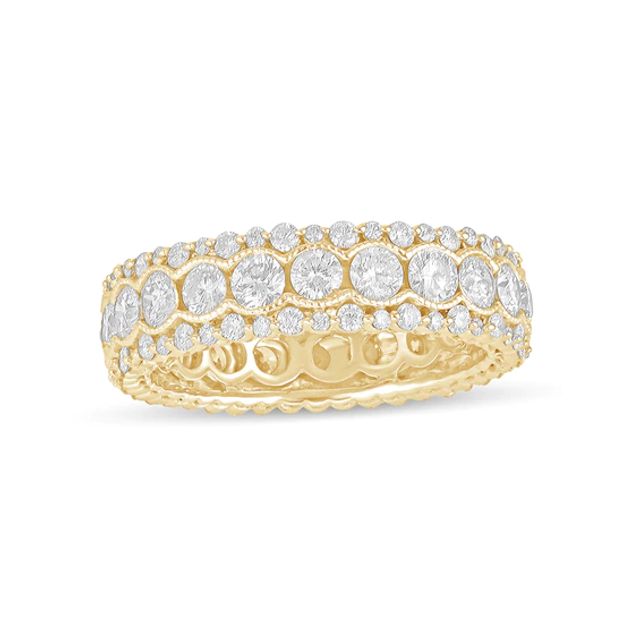 3 CT. T.w. Diamond Scallop Edge Vintage-Style Eternity Anniversary Band in 14K Gold