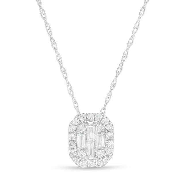 1/4 CT. T.w. Composite Diamond Octagon Frame Pendant in 10K White Gold