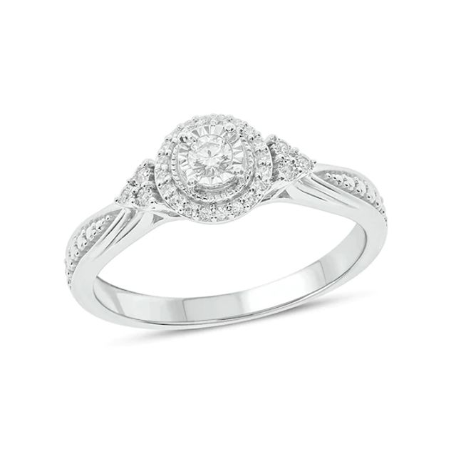 1/6 CT. T.w. Diamond Frame Tri-Sides Promise Ring in 10K White Gold