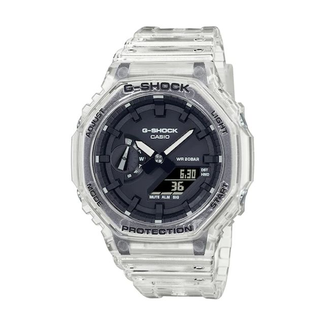 Men's Casio G-Shock Classic Clear Resin Strap Watch with Black Dial (Model: Ga2100Ske-7A)